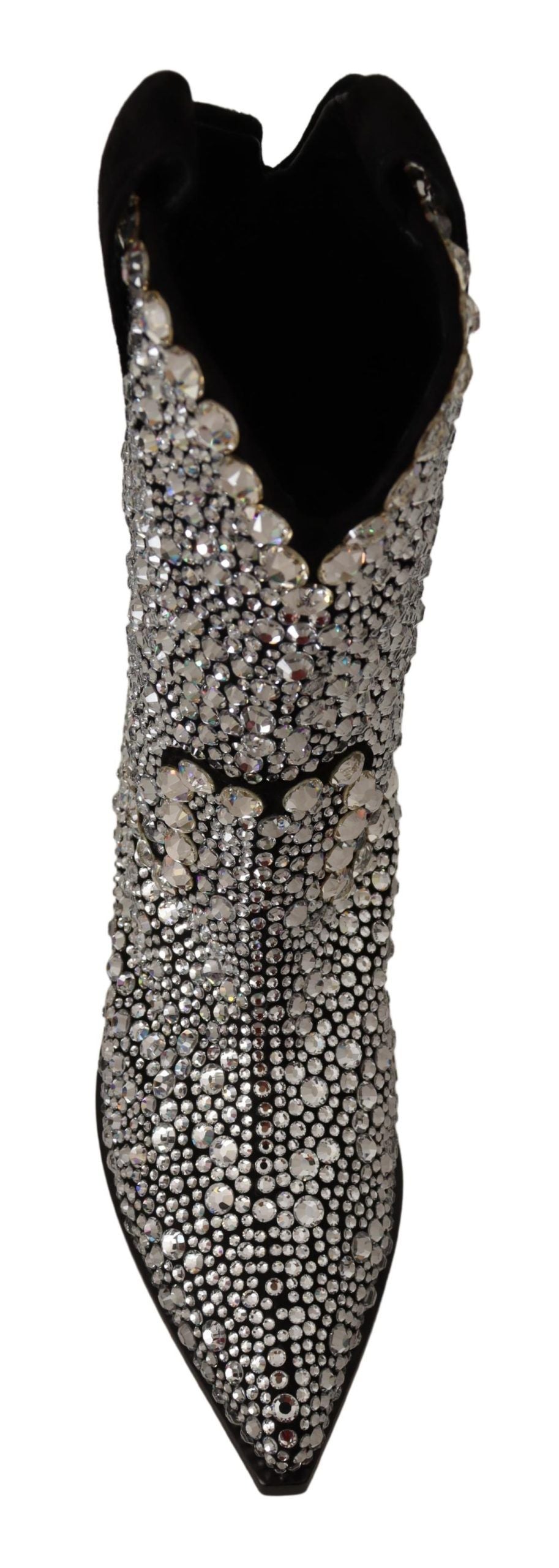 Dolce & Gabbana Crystal-Embellished Black Suede Boots