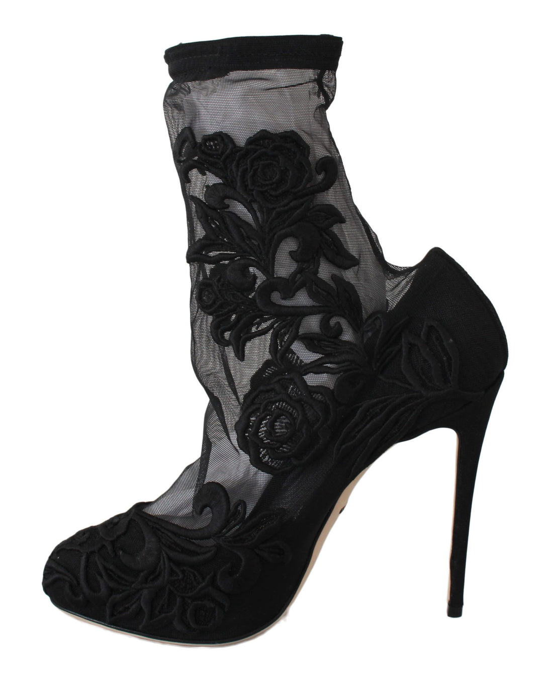 Dolce & Gabbana Embroidered Floral Stiletto Socks Booties