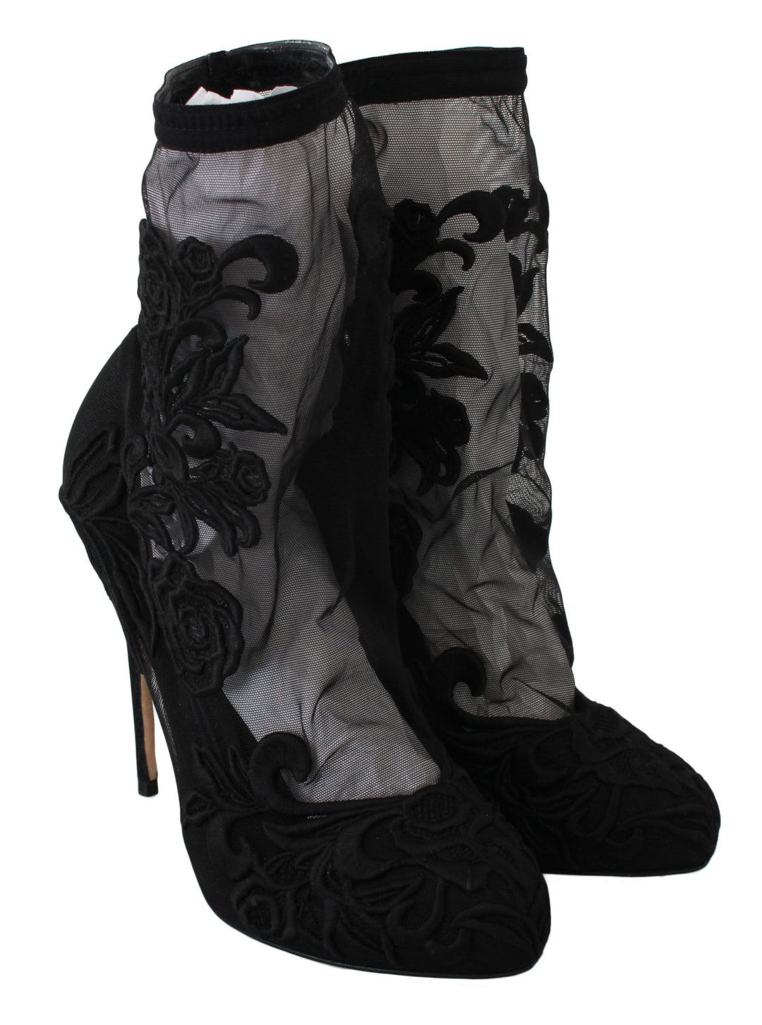 Dolce & Gabbana Embroidered Floral Stiletto Socks Booties