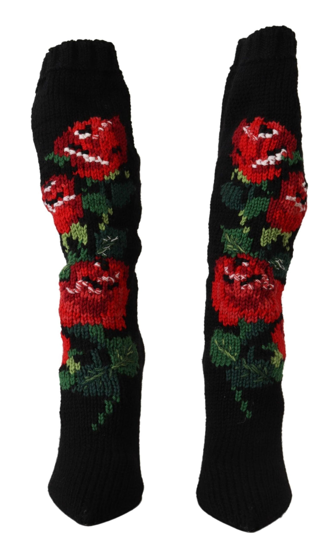 Dolce & Gabbana Elegant Sock Boots with Red Roses Detail