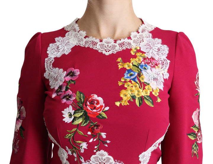 Dolce & Gabbana Floral Embroidered Sheath Midi Dress