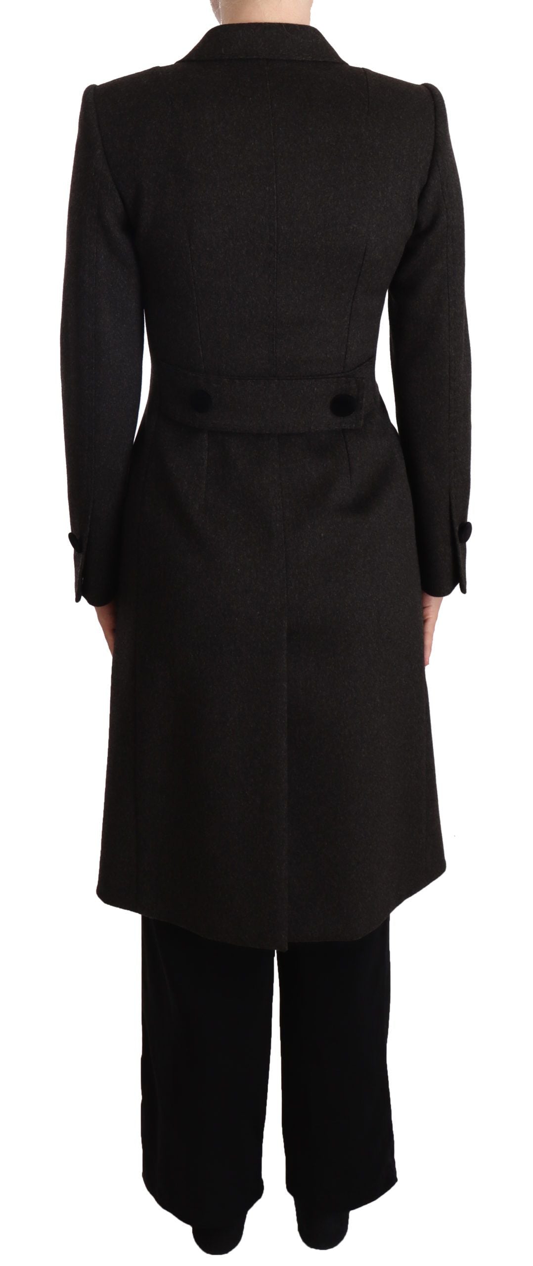 Dolce & Gabbana Elegant Wool-Cashmere Blend Coat in Black Gray