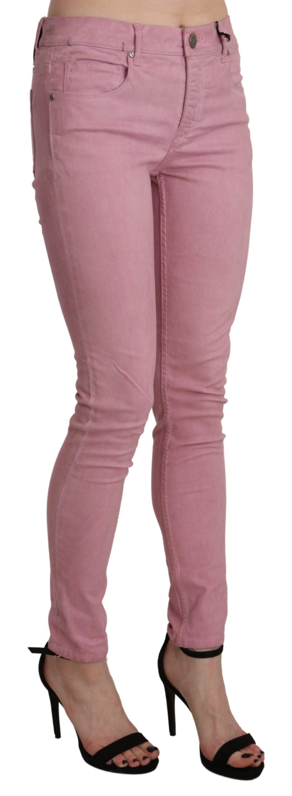 Acht Chic Pink Mid Waist Skinny Jeans