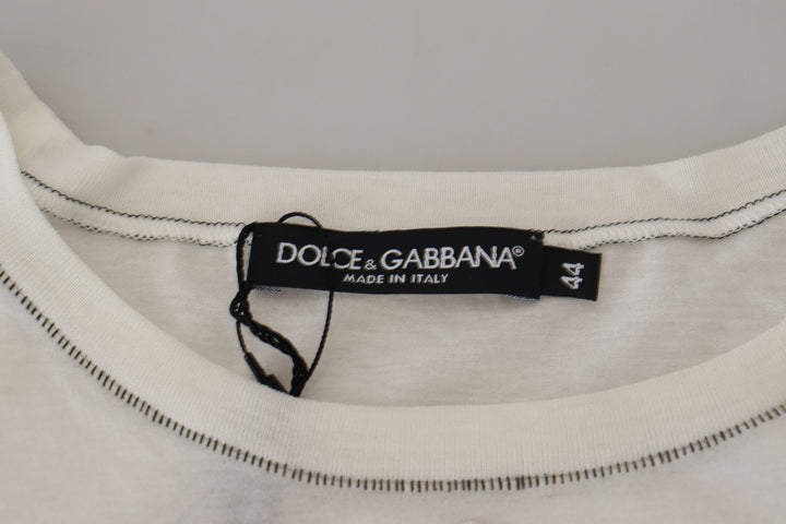 Dolce & Gabbana Elegant White Cotton-Silk Blend Tee