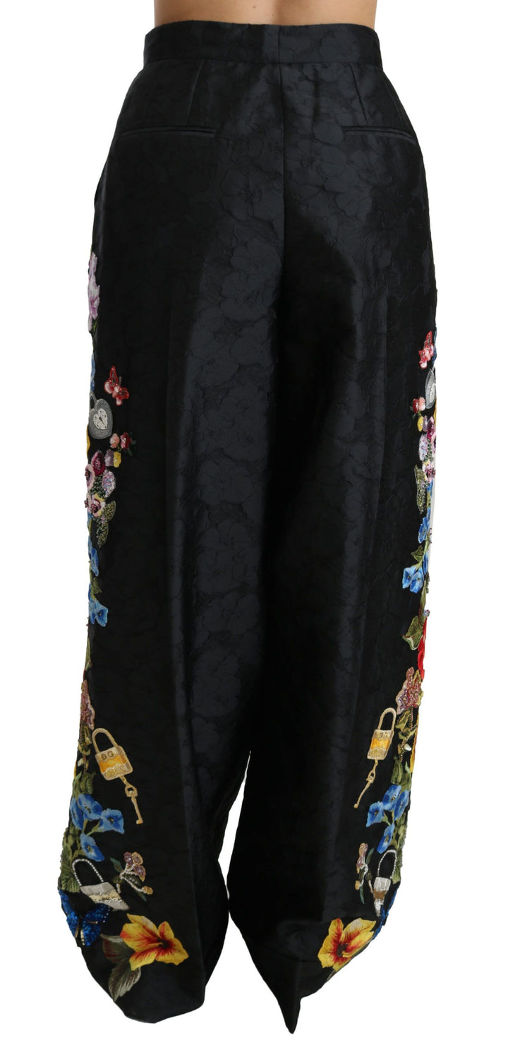 Dolce & Gabbana Elegant High Waist Wide Leg Floral Pants