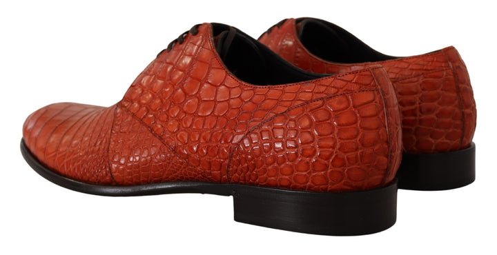 Dolce & Gabbana Exotic Orange Croc Leather Laceup Dress Shoes