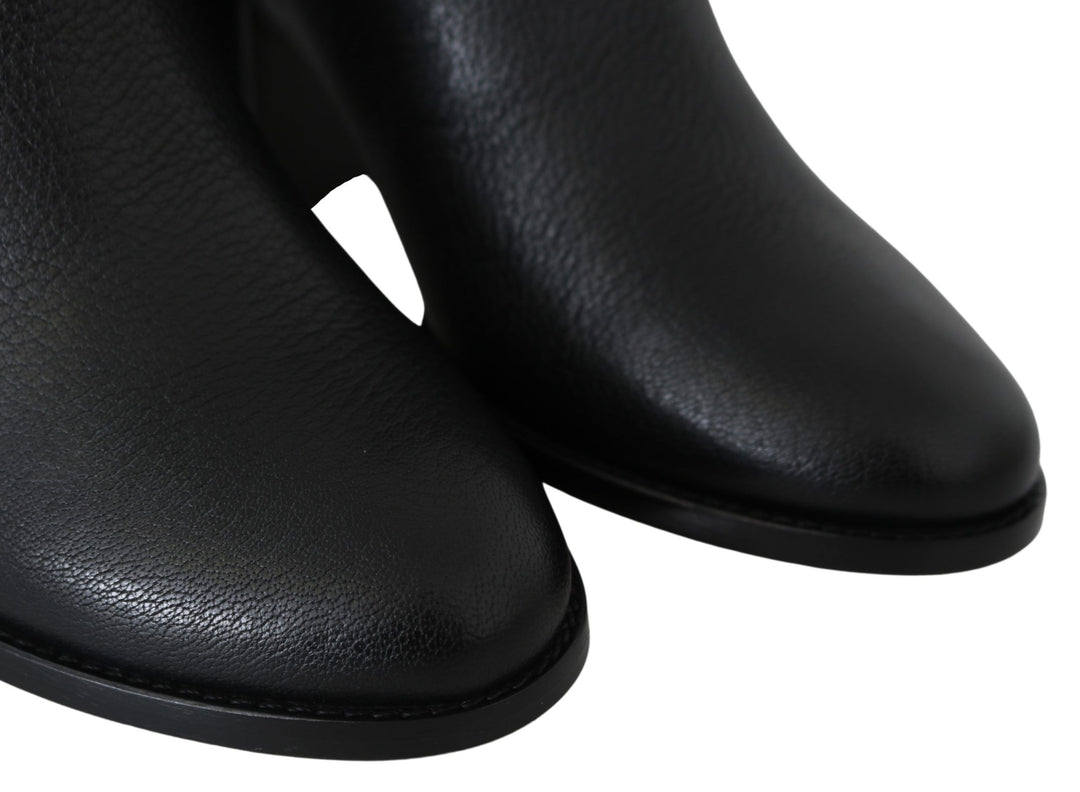 Jimmy Choo Elegant Black Leather Heeled Boots