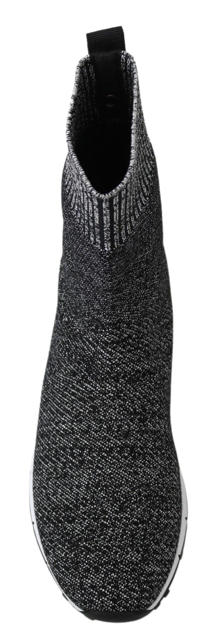Jimmy Choo Elegant Knitted Lurex Sneakers in Black and Silver