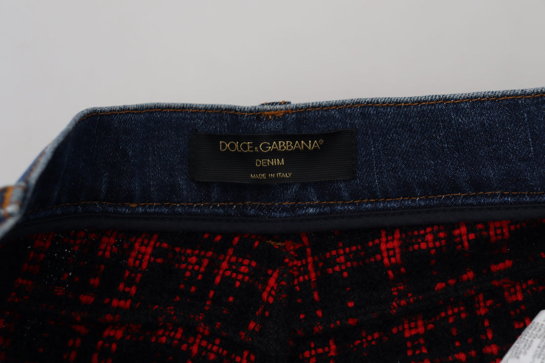 Dolce & Gabbana Elevated Elegance Checkered Back Denim Pants