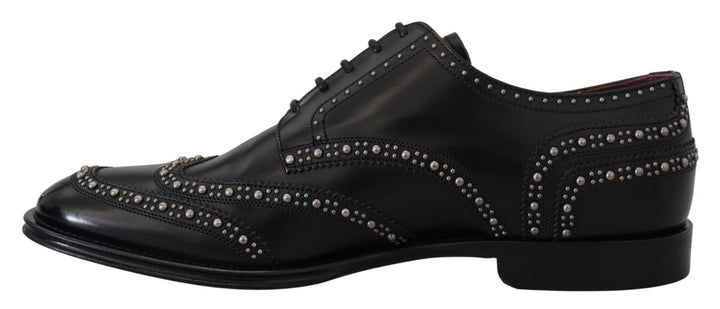 Dolce & Gabbana Elegant Studded Black Derby Shoes
