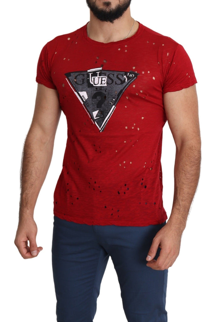 Guess Radiant Red Cotton Tee Perfect For Everyday Style