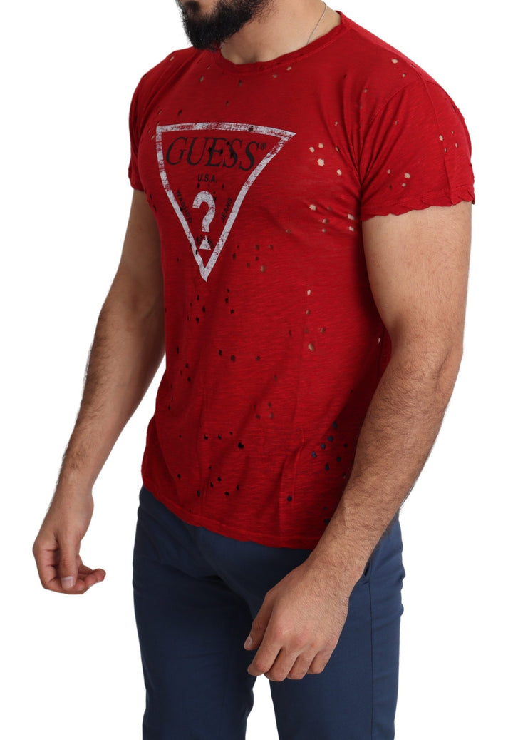 Guess Radiant Red Cotton Stretch T-Shirt