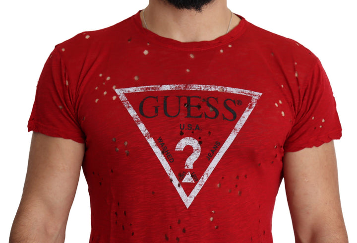 Guess Radiant Red Cotton Stretch T-Shirt