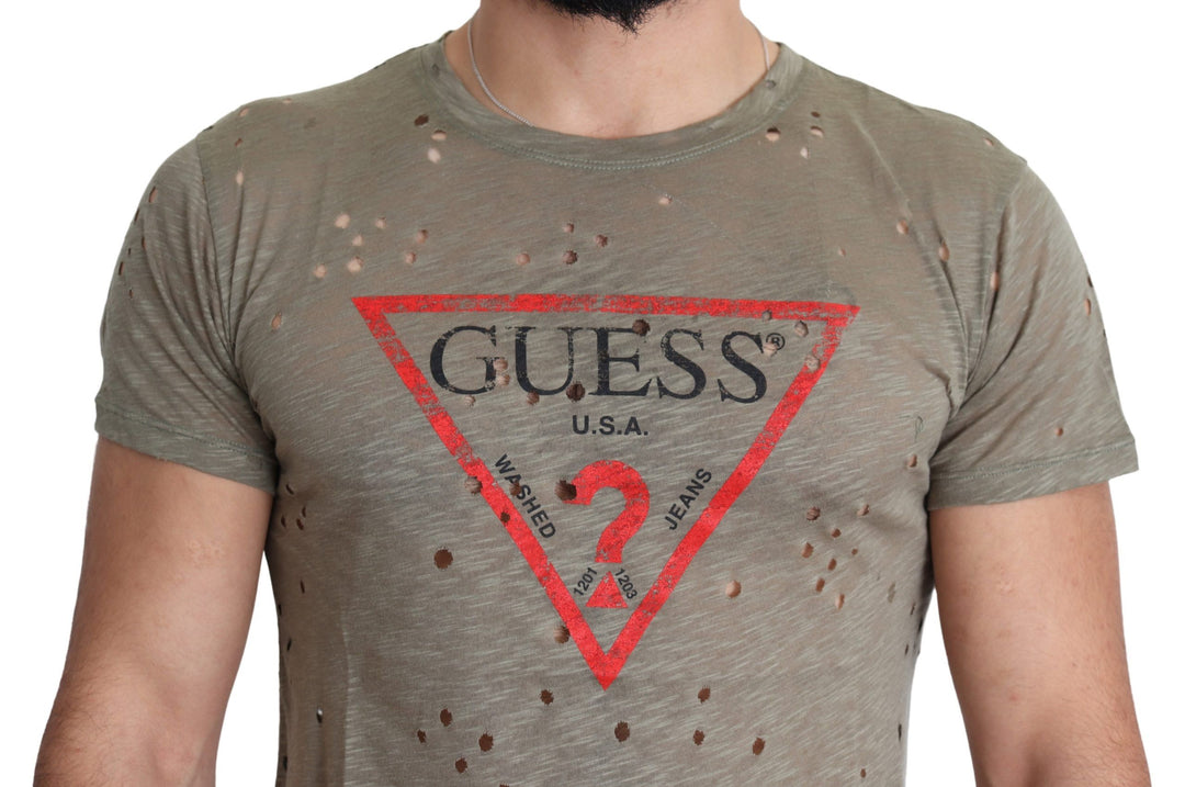 Guess Chic Brown Cotton Stretch Tee