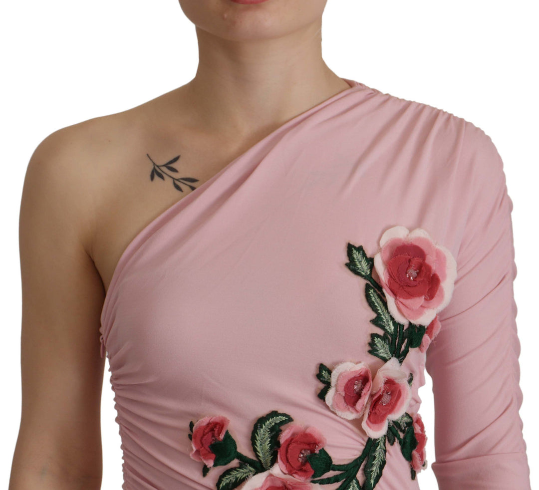 Dolce & Gabbana Elegant Pink One Shoulder Bodycon Dress