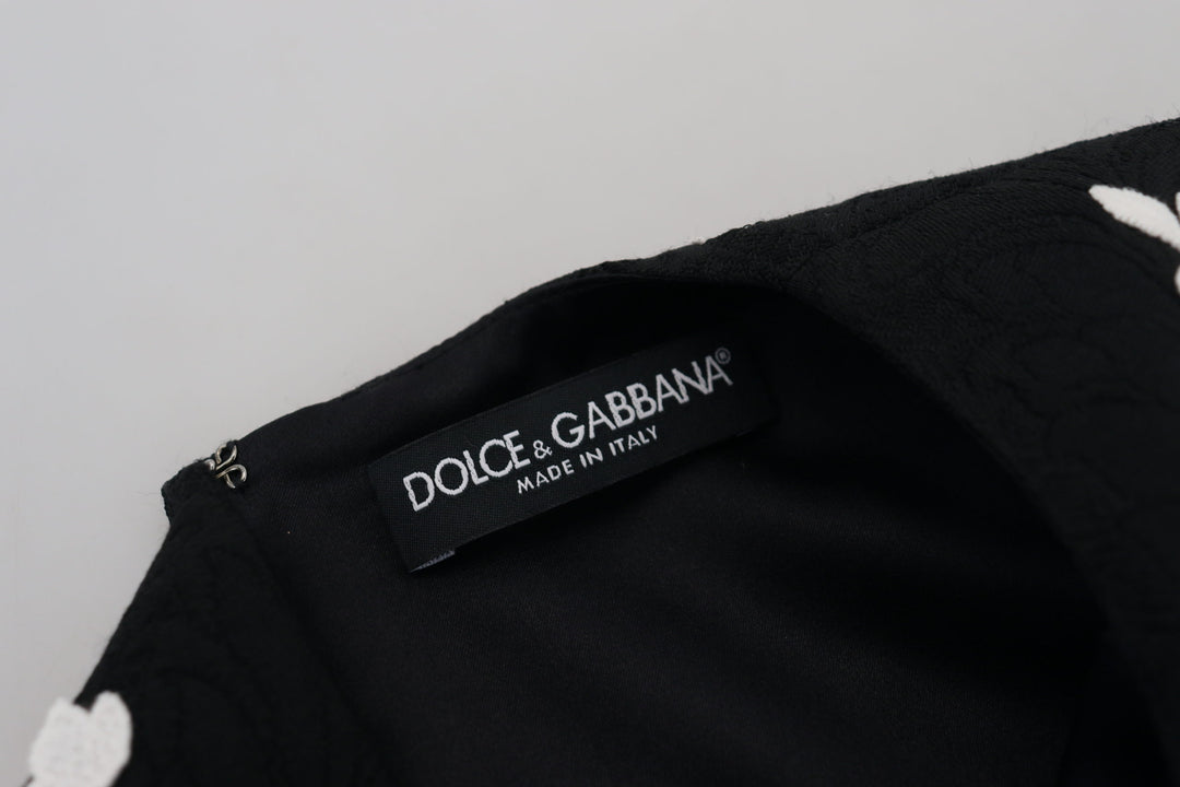 Dolce & Gabbana Elegant Black A-Line Mini Dress with Lace Trim