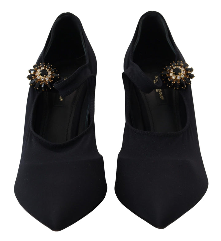 Dolce & Gabbana Chic Black Mary Jane Sock Pumps with Crystals