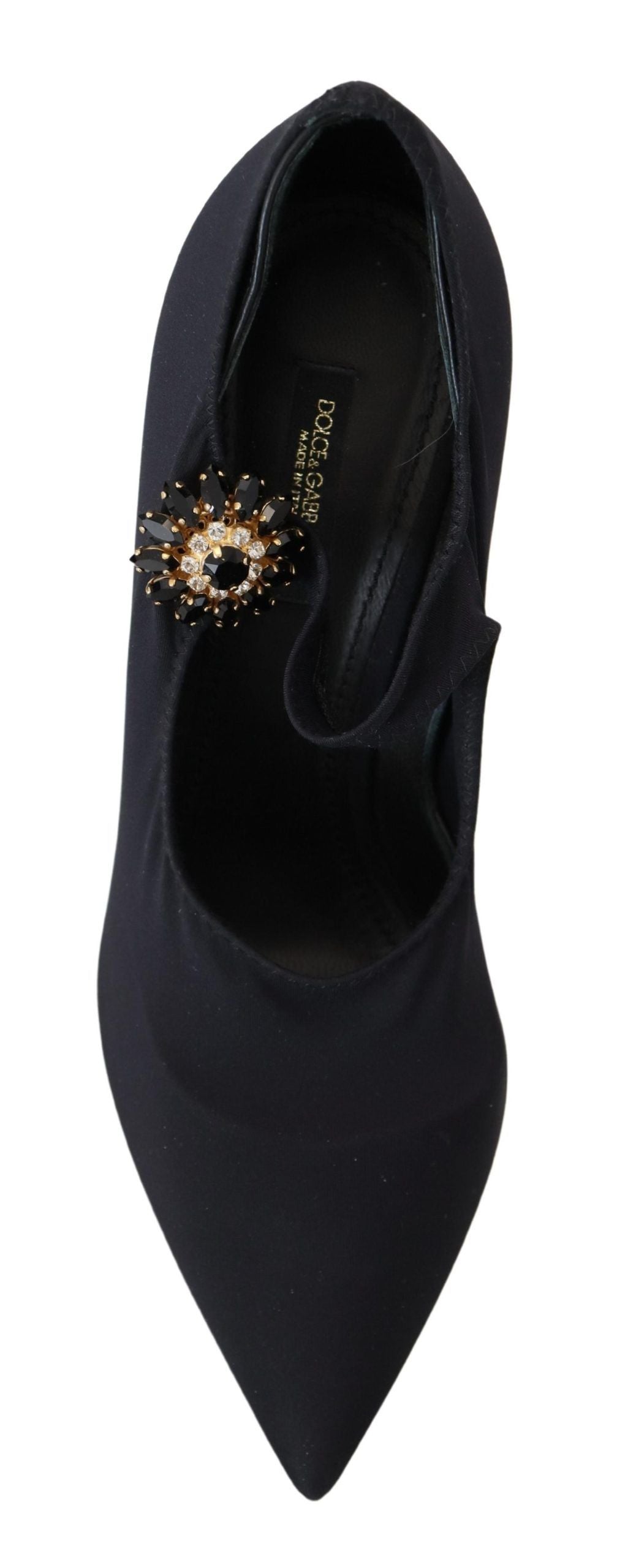 Dolce & Gabbana Chic Black Mary Jane Sock Pumps with Crystals