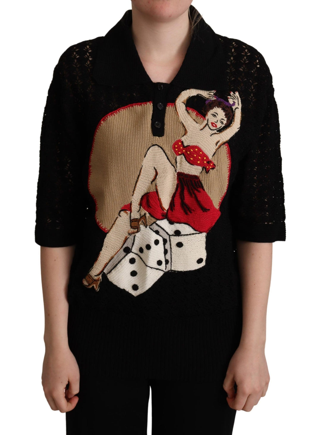 Dolce & Gabbana Embroidered Short Sleeve Luxury Sweater