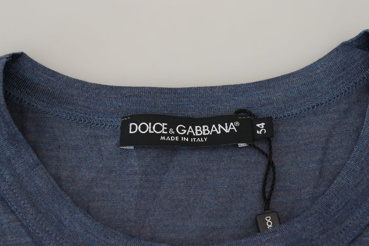 Dolce & Gabbana Silken Blue Crewneck Tee – A Touch of Elegance