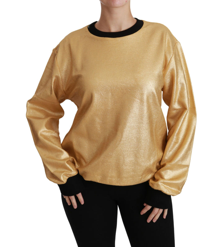 Dolce & Gabbana Elegant Gold Crew Neck Cotton Sweater