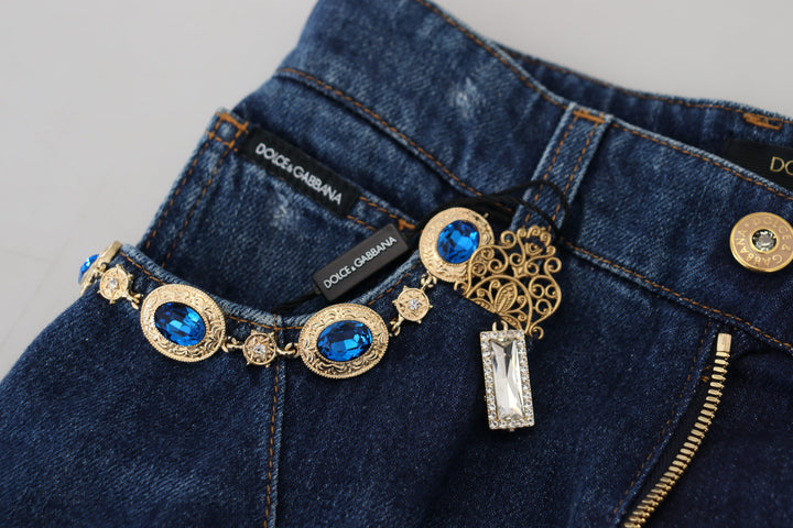 Dolce & Gabbana Embellished Straight Leg Designer Jeans