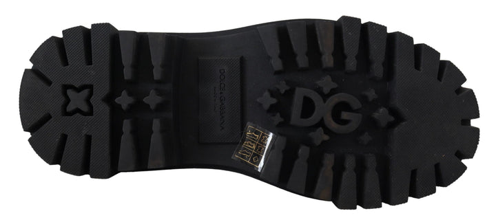 Dolce & Gabbana Timeless Black Leather Derby Flats with Glam Accents