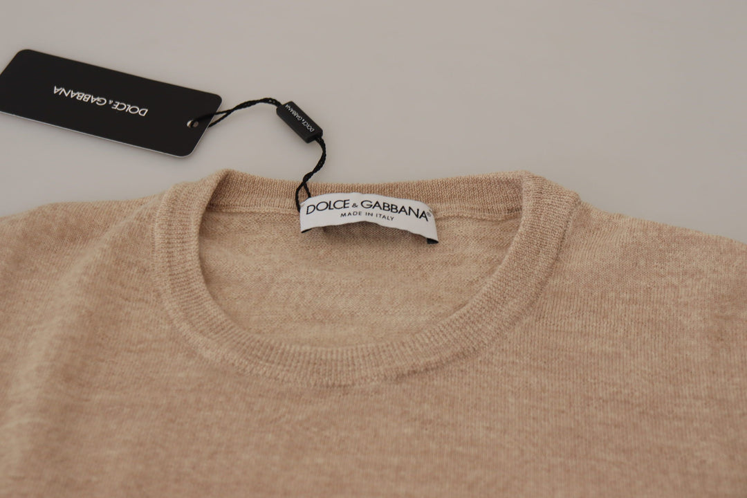 Dolce & Gabbana Elegant Beige Crewneck Wool Sweater