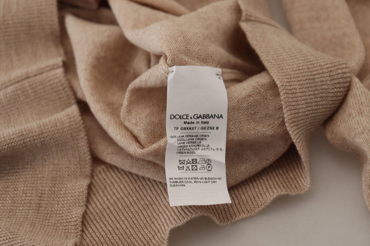 Dolce & Gabbana Elegant Beige Crewneck Wool Sweater