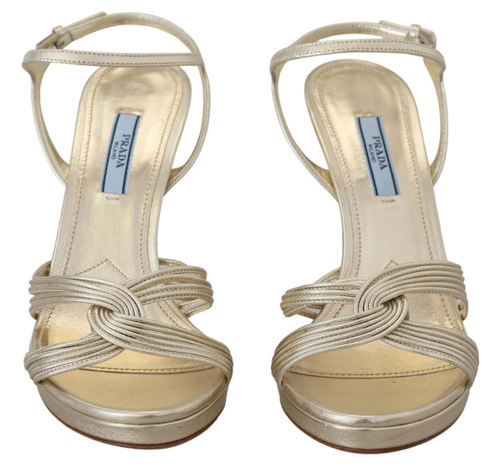 Prada Elegant Gold Stiletto Heel Sandals