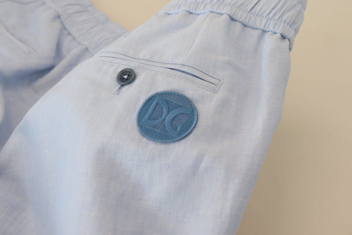 Dolce & Gabbana Elegant Light Blue Linen-Cotton Summer Shorts
