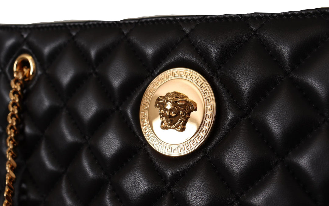 Versace Grand sac fourre-tout Medusa en cuir nappa noir