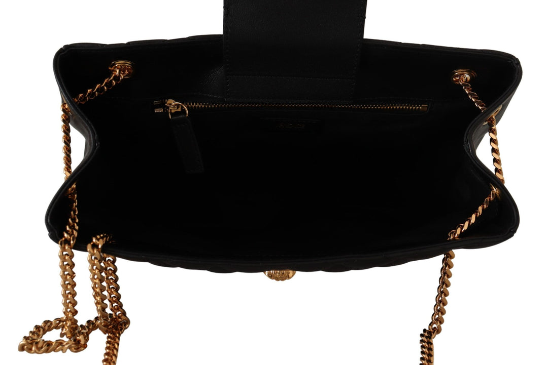 Versace Elegant Large Black Nappa Leather Tote