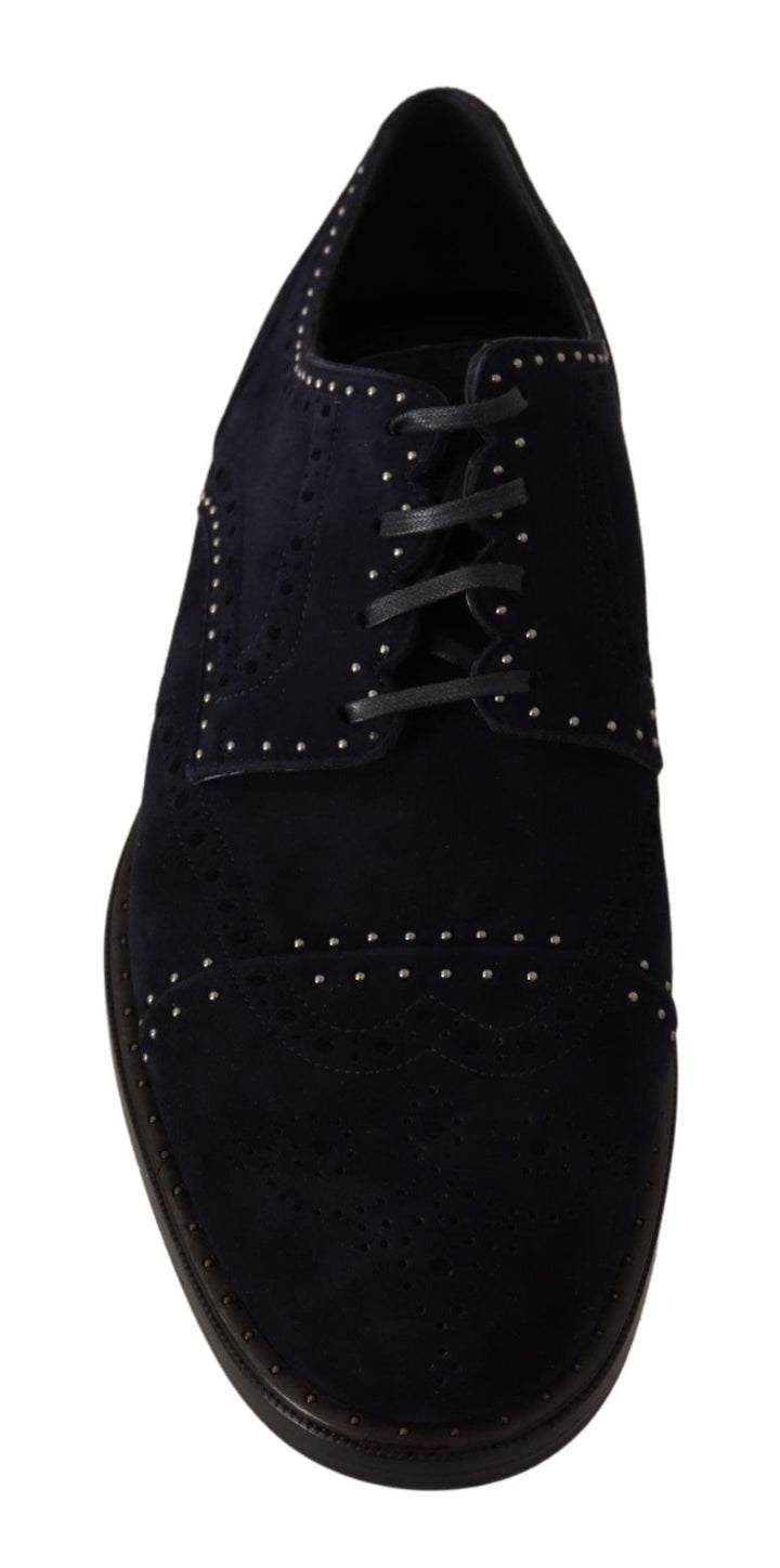 Dolce & Gabbana Elegant Suede Derby Shoes with Silver Studs