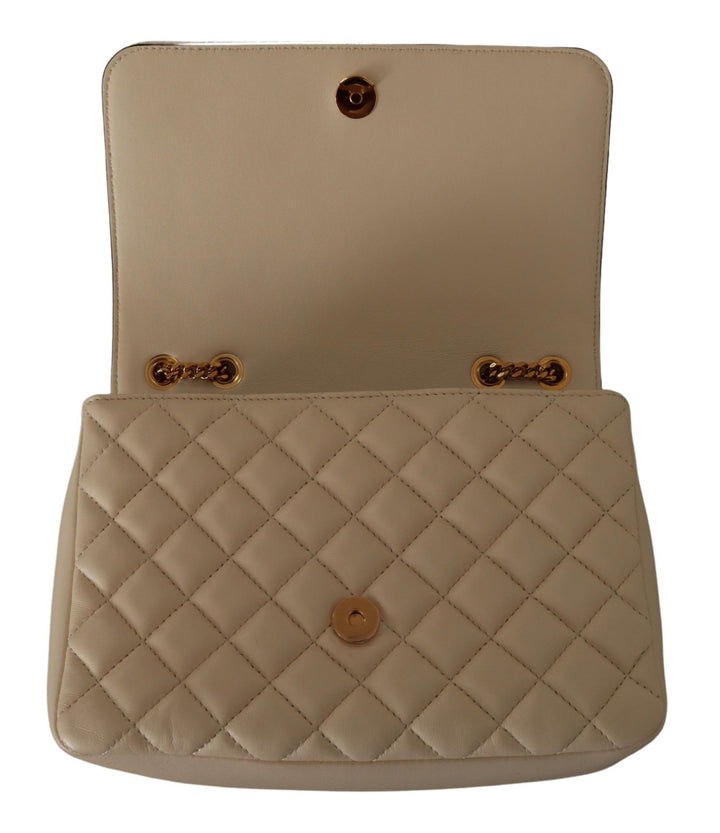 Versace Elegant White Nappa Leather Shoulder Bag