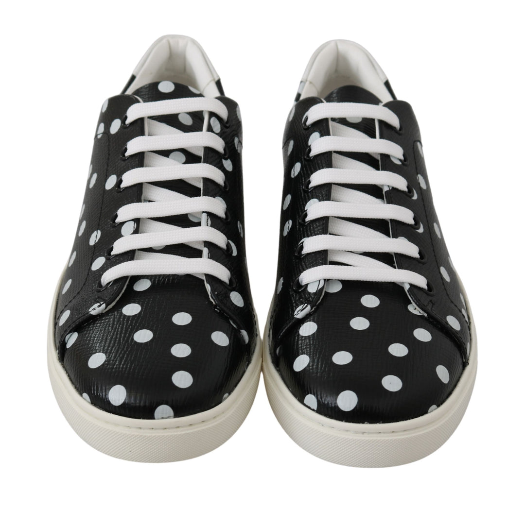Dolce & Gabbana Black Polka Dotted Leather Sneakers