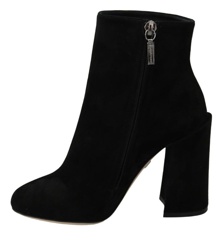 Dolce & Gabbana Embroidered Ankle Boots in Lambskin Suede