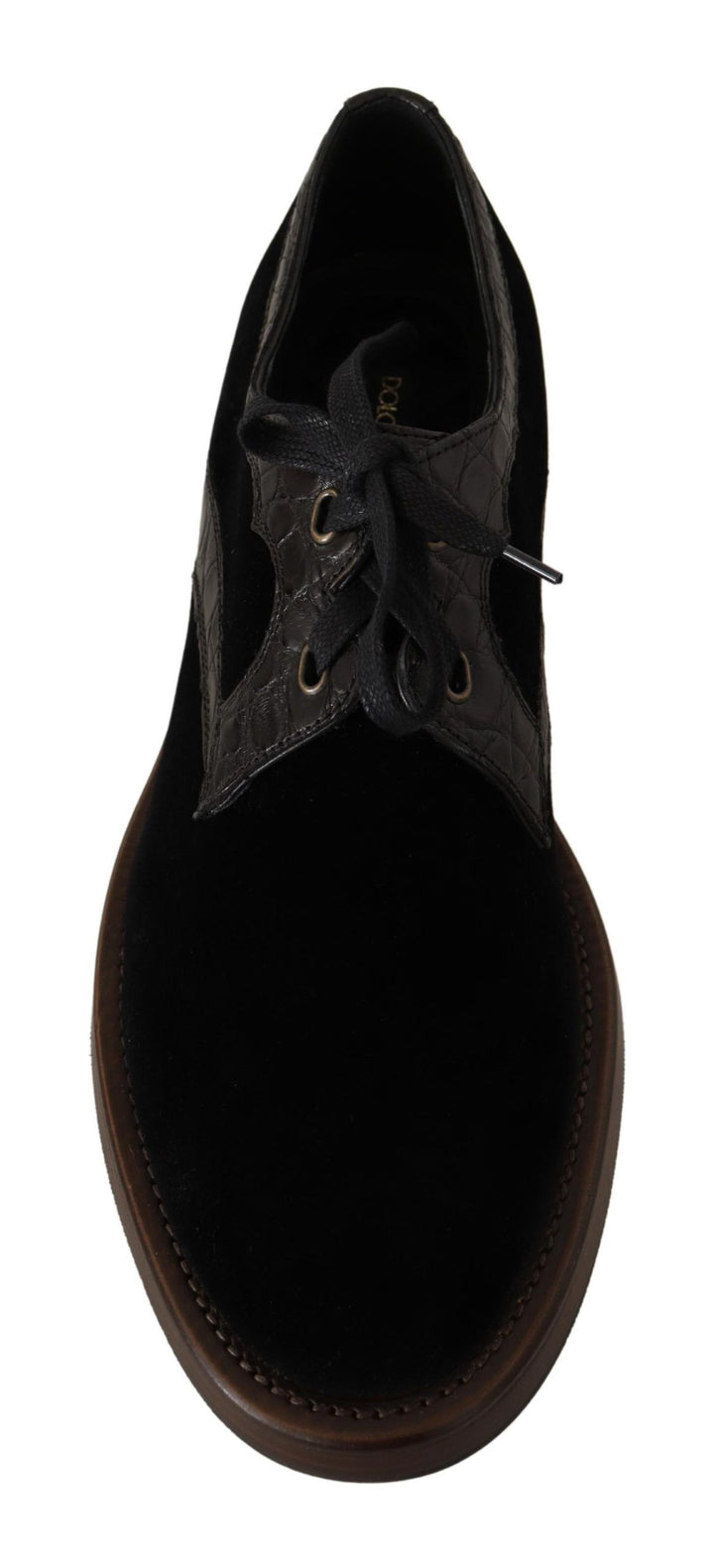 Dolce & Gabbana Elegant Black Velvet & Exotic Leather Dress Shoes