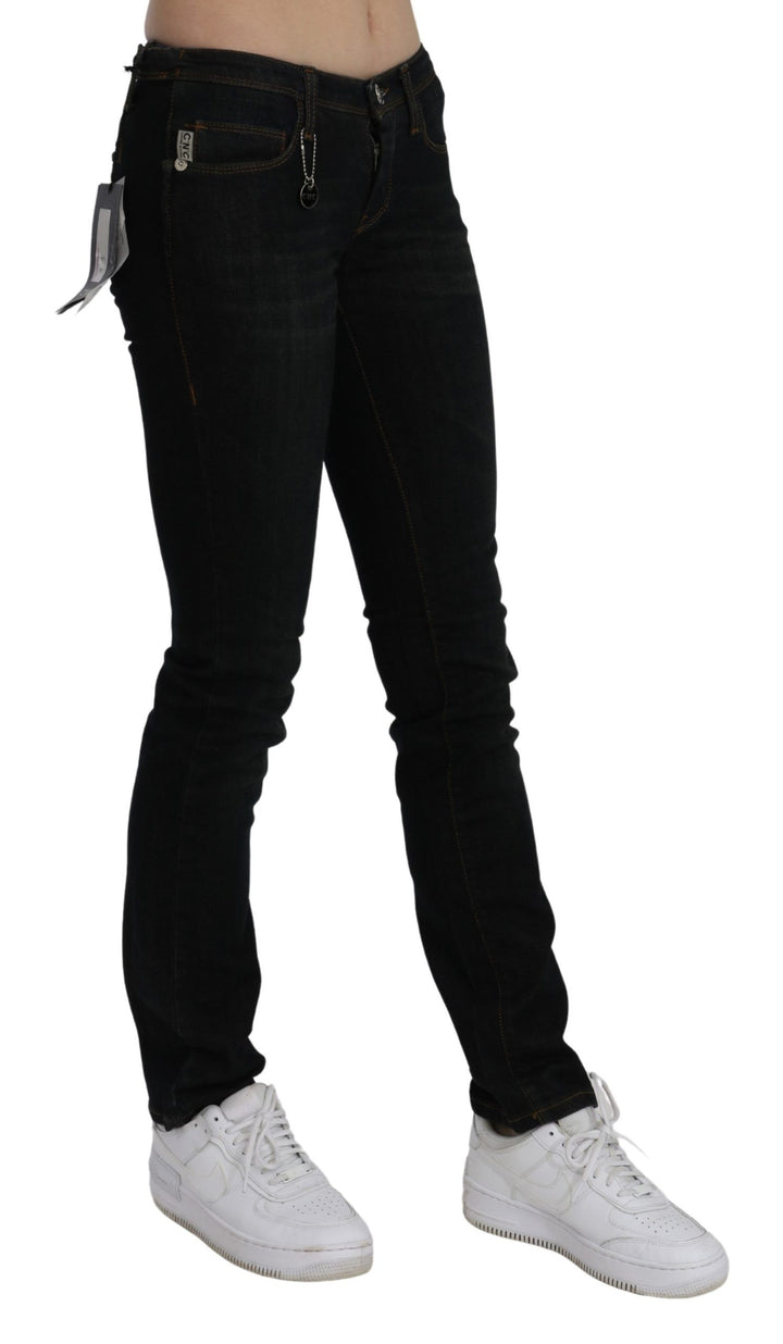 Costume National Chic Black Mid Waist Slim Fit Denim Jeans