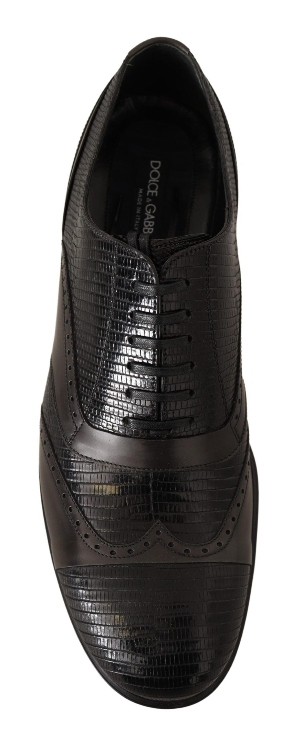 Dolce & Gabbana Elegant Brown Lizard Leather Oxford Shoes
