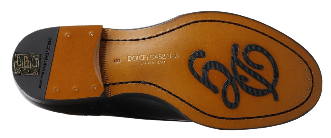 Dolce & Gabbana Elegant Black Leather Oxford Wingtip Shoes