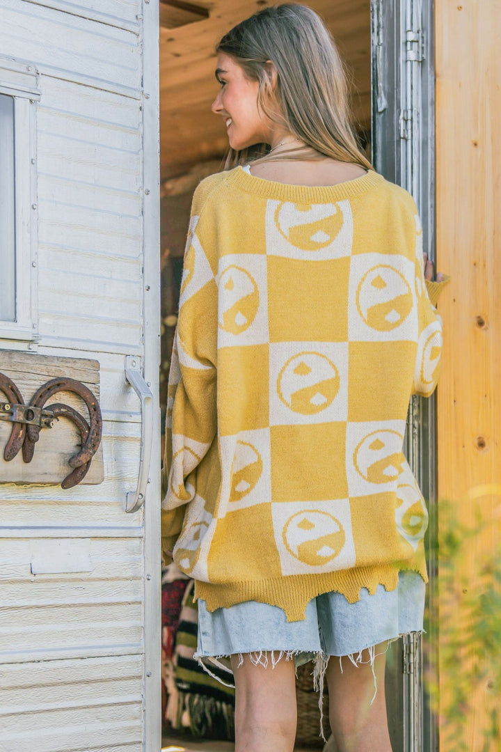 And The Why – Pullover mit Schachbrettmuster und Yin-Yang-Muster