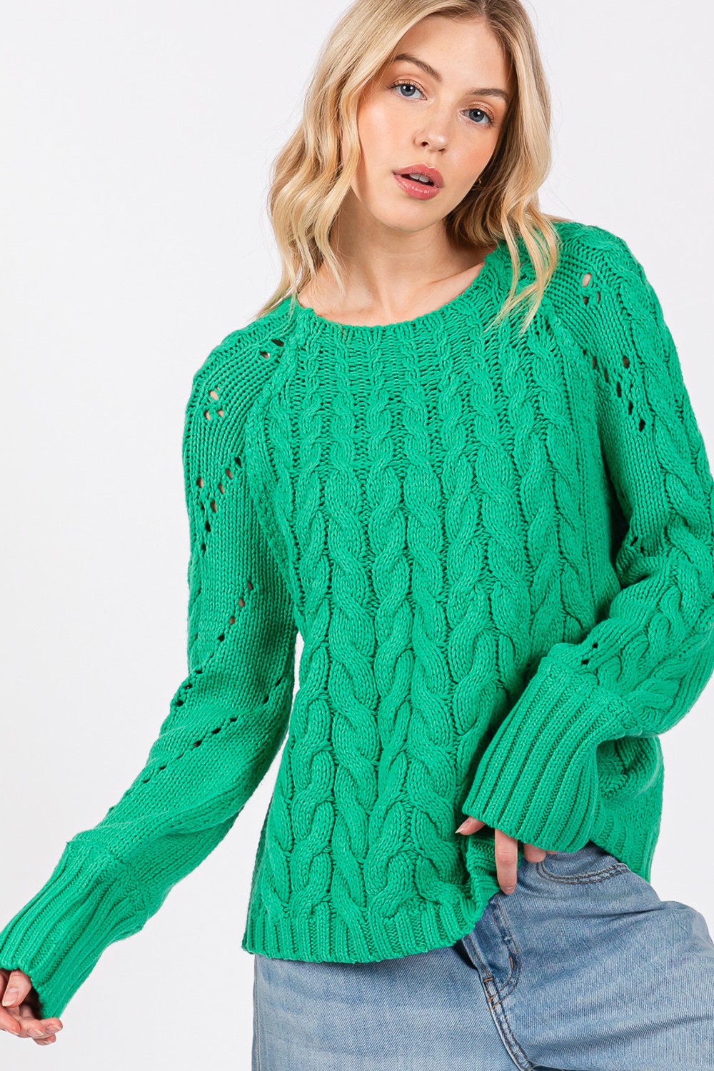 SAGE + FIG Langärmliger Pullover mit Zopfmuster