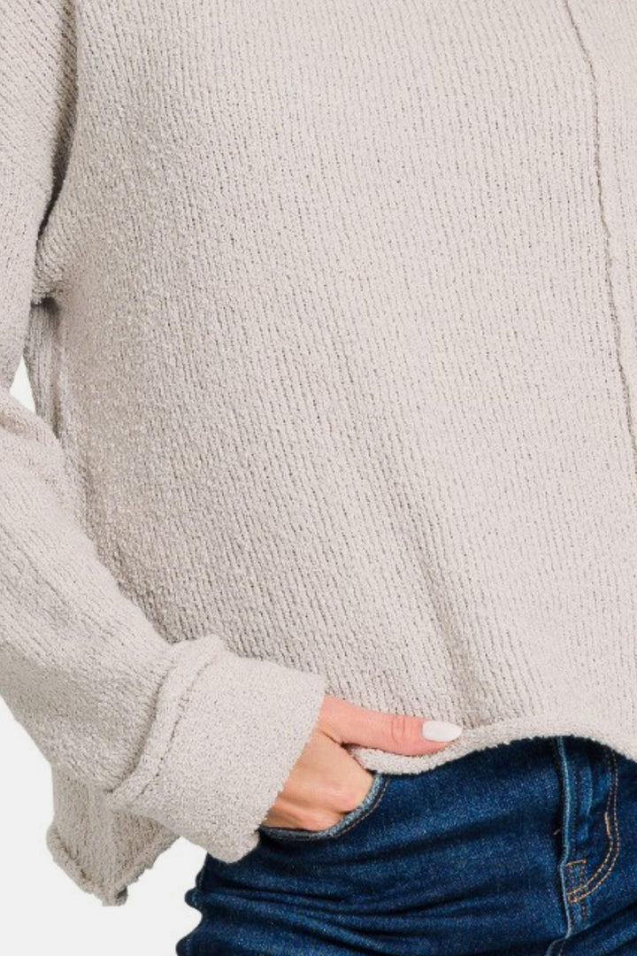 Zenana Pullover mit asymmetrischem Saum und überschnittenen Schultern