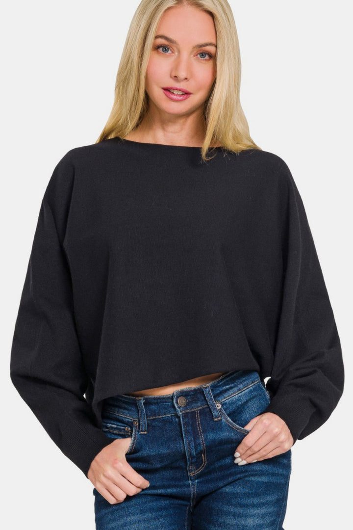 Zenana – Langärmliger Pullover mit asymmetrischem Saum