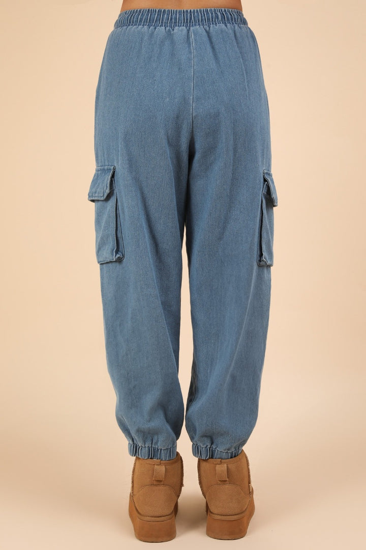 VERY J – Verwaschene Jogger-Cargo-Jeans mit Kordelzug