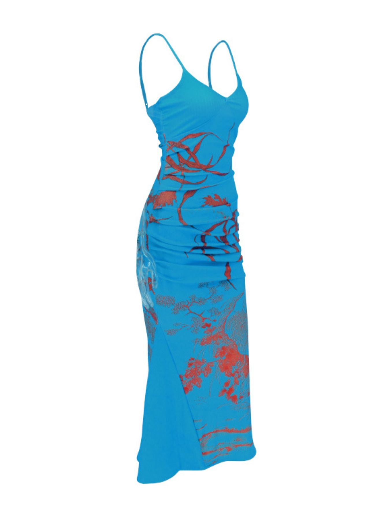 Printed Spaghetti Strap Maxi Dress Montret Printed Spaghetti Strap Maxi Dress Montret