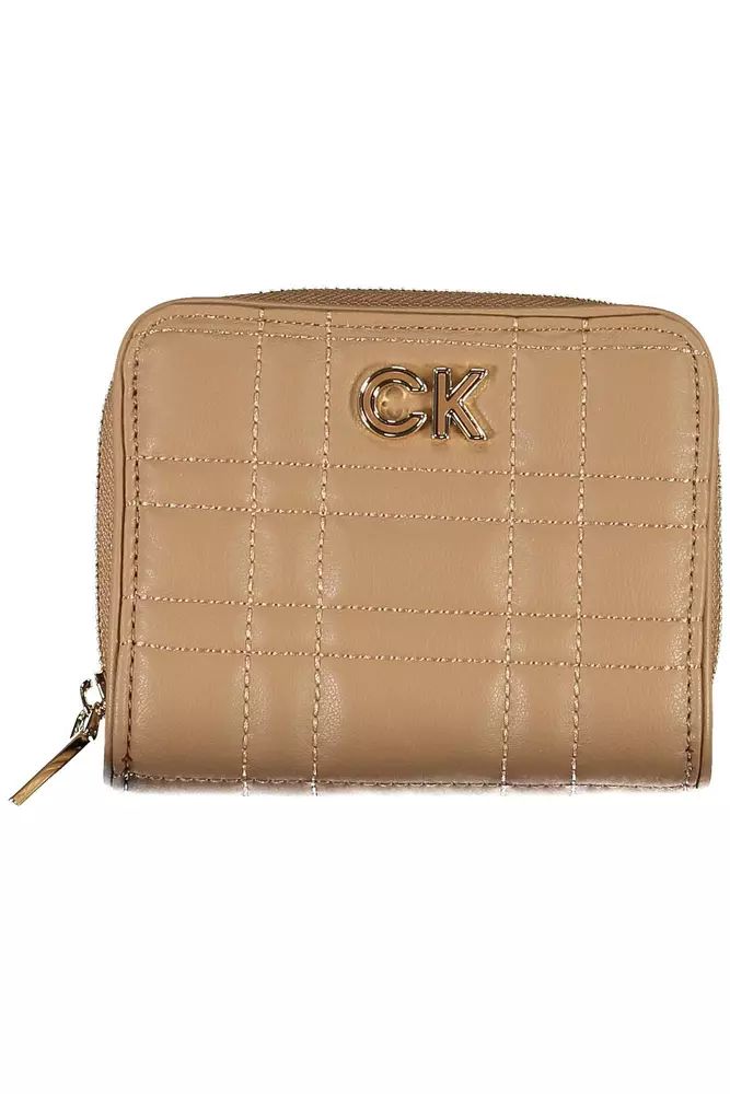Calvin Klein Elegant Beige Zip Wallet with RFID Lock