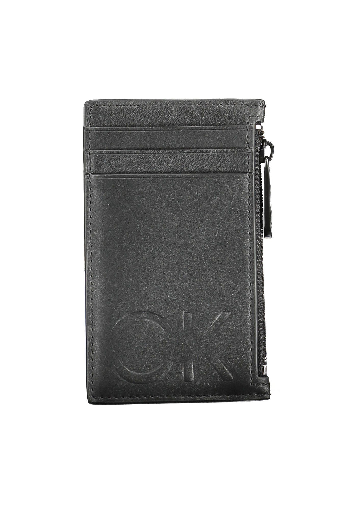 Calvin Klein Sleek Leather Zip Wallet in Timeless Black