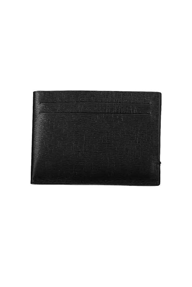 Calvin Klein Sleek Black Leather Card Holder with Logo